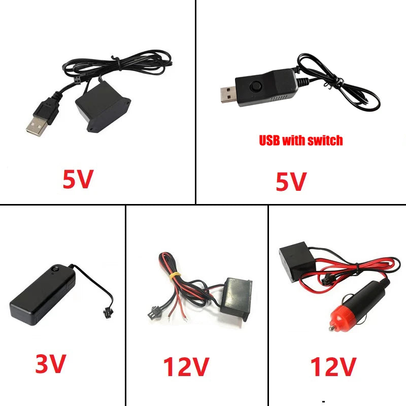 LED Autós Belső Világítás - Rugalmas EL Neon Szalag USB Csatlakozással