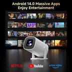 HONGTOP P30 PRO Okos Mini Projektor - Android 14, WiFi6, Bluetooth 5.0, 4K Támogatás, 720P HD Felbontás