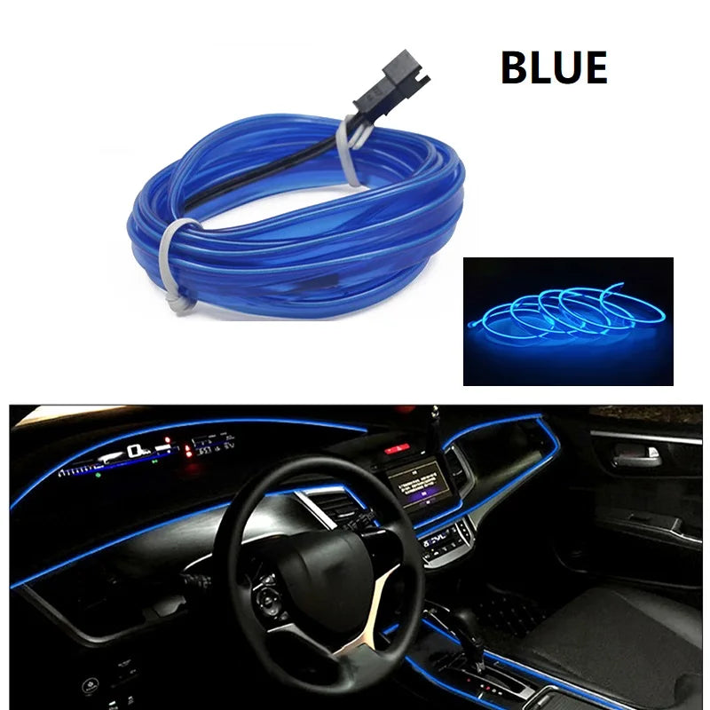 LED Autós Belső Világítás - Rugalmas EL Neon Szalag USB Csatlakozással