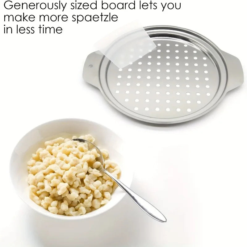🍜 Rozsdamentes Spaetzle Szaggató – Német Tojásos Galuska Készítő Fedél Kaparóval