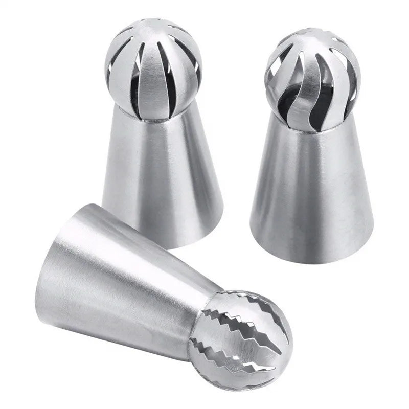 3pcs Stainless Steel Pastry Tip Torch Icing Nozzle Tips For Frosting Cupcake Cake Decorating Puff Making Baking Kitchen Tools