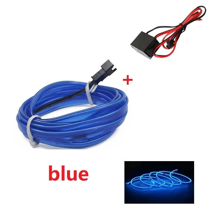LED Autós Belső Világítás - Rugalmas EL Neon Szalag USB Csatlakozással