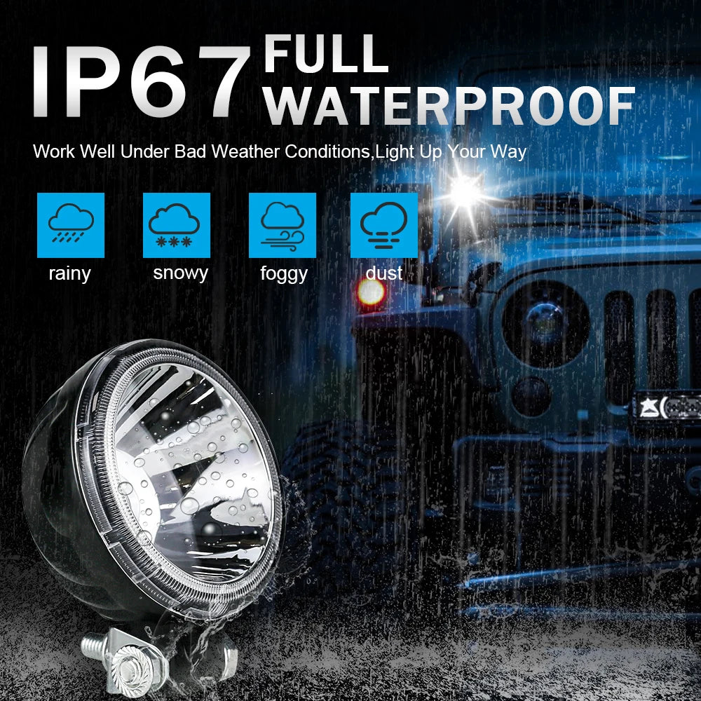 LED munkalámpa – kerek spotlámpa 12V/24V, terepjáró és motor”