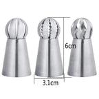 3pcs Stainless Steel Pastry Tip Torch Icing Nozzle Tips For Frosting Cupcake Cake Decorating Puff Making Baking Kitchen Tools