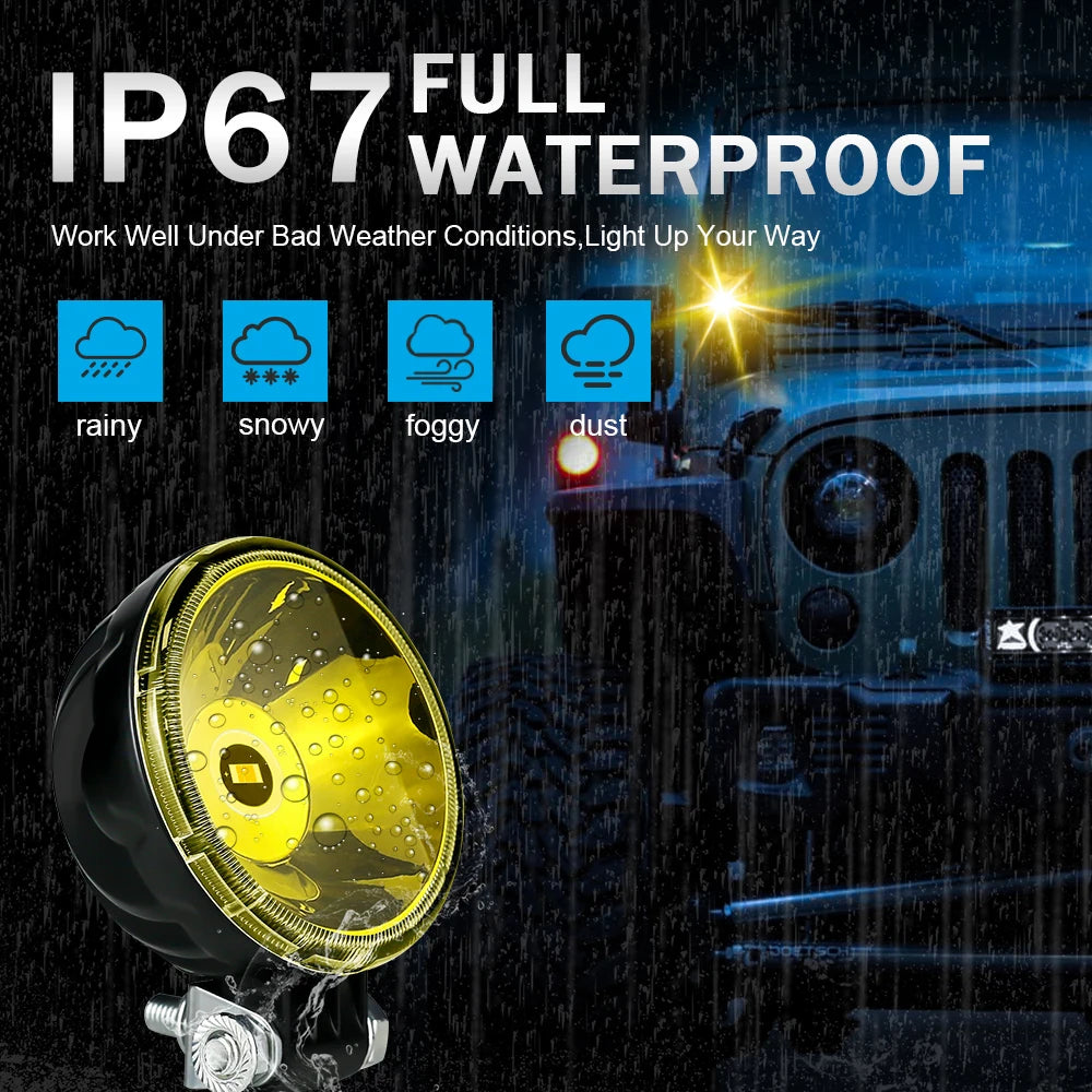 LED munkalámpa – kerek spotlámpa 12V/24V, terepjáró és motor”