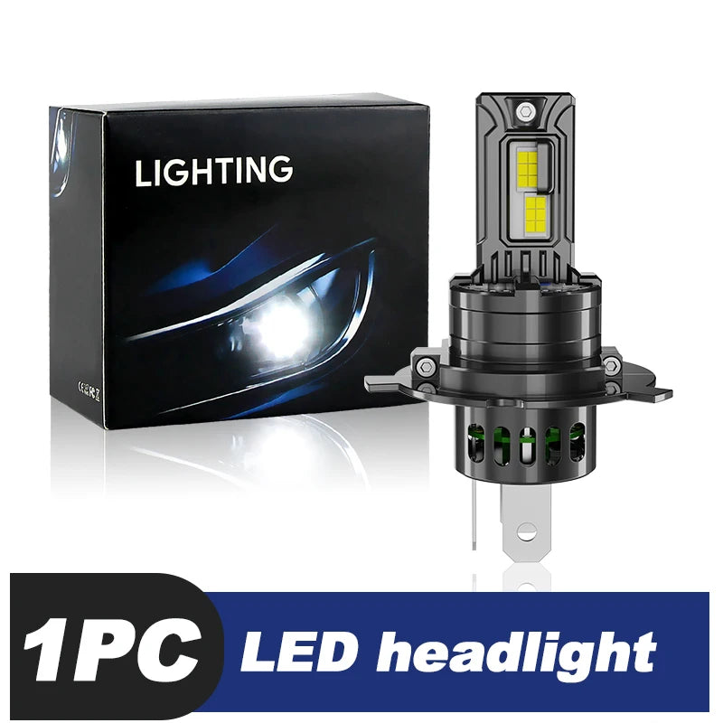H4 LED Autós Fényszóró Izzók – 9003 / HB2, 30000LM, Canbus, Erős Fényű, 12V, 6000K – Táv és Tompított Fény egyben