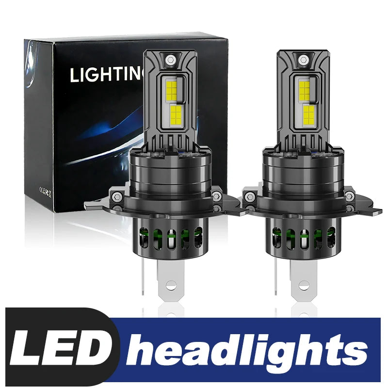 H4 LED Autós Fényszóró Izzók – 9003 / HB2, 30000LM, Canbus, Erős Fényű, 12V, 6000K – Táv és Tompított Fény egyben
