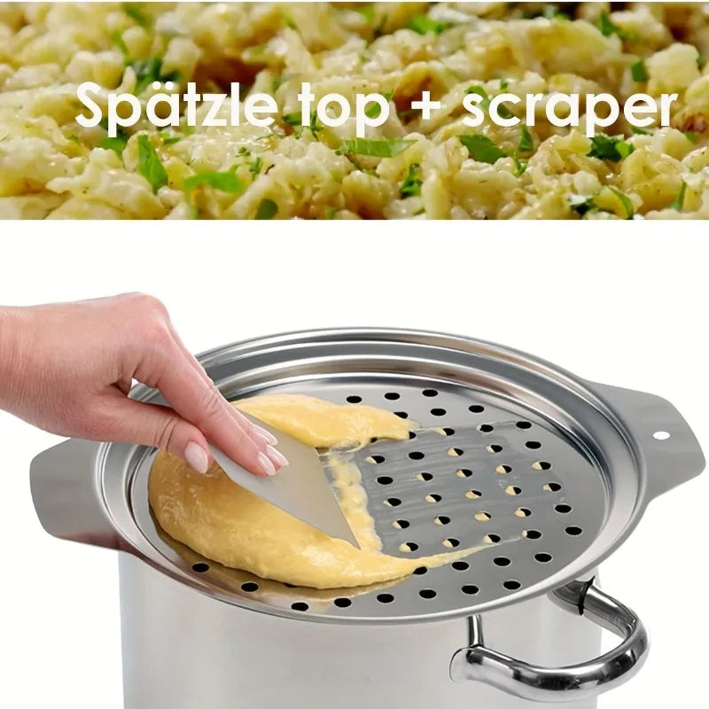 🍜 Rozsdamentes Spaetzle Szaggató – Német Tojásos Galuska Készítő Fedél Kaparóval
