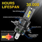 H4 LED Autós Fényszóró Izzók – 9003 / HB2, 30000LM, Canbus, Erős Fényű, 12V, 6000K – Táv és Tompított Fény egyben