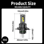 H4 LED Autós Fényszóró Izzók – 9003 / HB2, 30000LM, Canbus, Erős Fényű, 12V, 6000K – Táv és Tompított Fény egyben