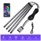 LED Autós Belső Hangulatvilágítás – USB-s RGB Neonfény Zenevezérléssel és Mobilalkalmazással
