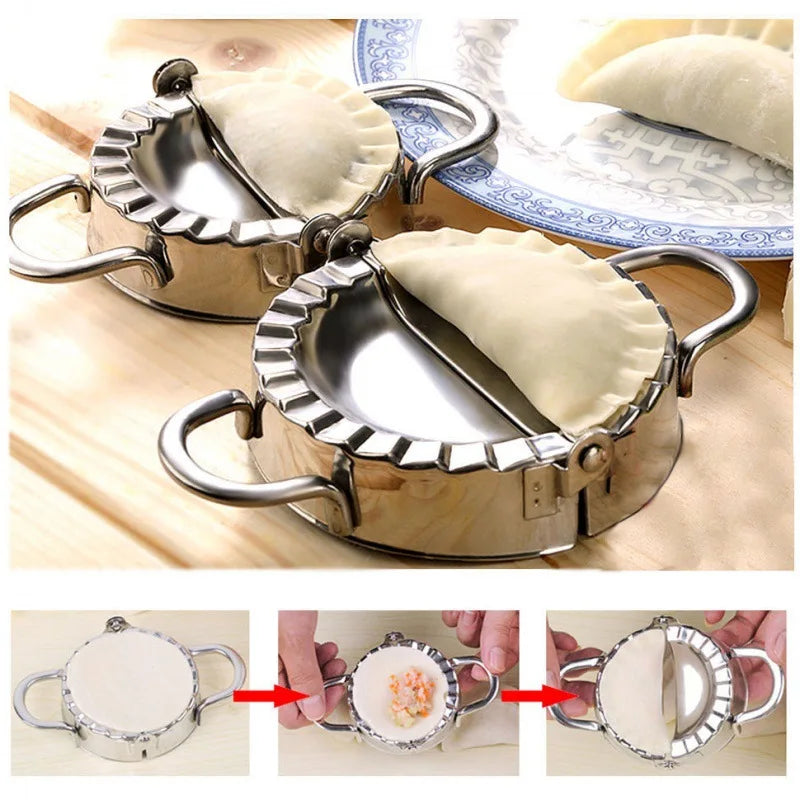 Stainless Steel Dumplings Tool Dumpling M🥟 Rozsdamentes Acélból Készült Derelye- és Gombóckészítő – Kézi Töltött Tészta Formázó Eszközold Household Manual Press  Kitchen Pastry Baking Dumpling Maker Accessories