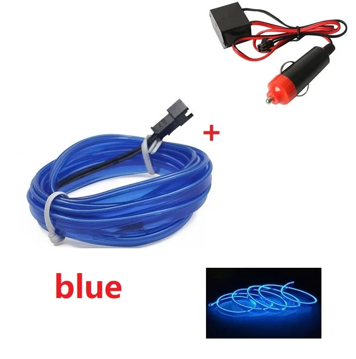 LED Autós Belső Világítás - Rugalmas EL Neon Szalag USB Csatlakozással