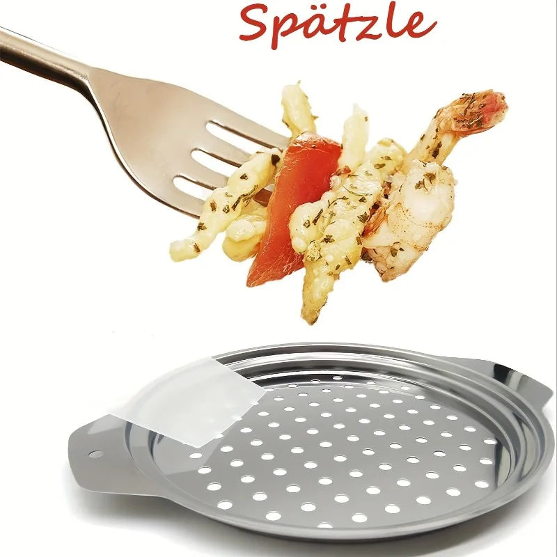 🍜 Rozsdamentes Spaetzle Szaggató – Német Tojásos Galuska Készítő Fedél Kaparóval