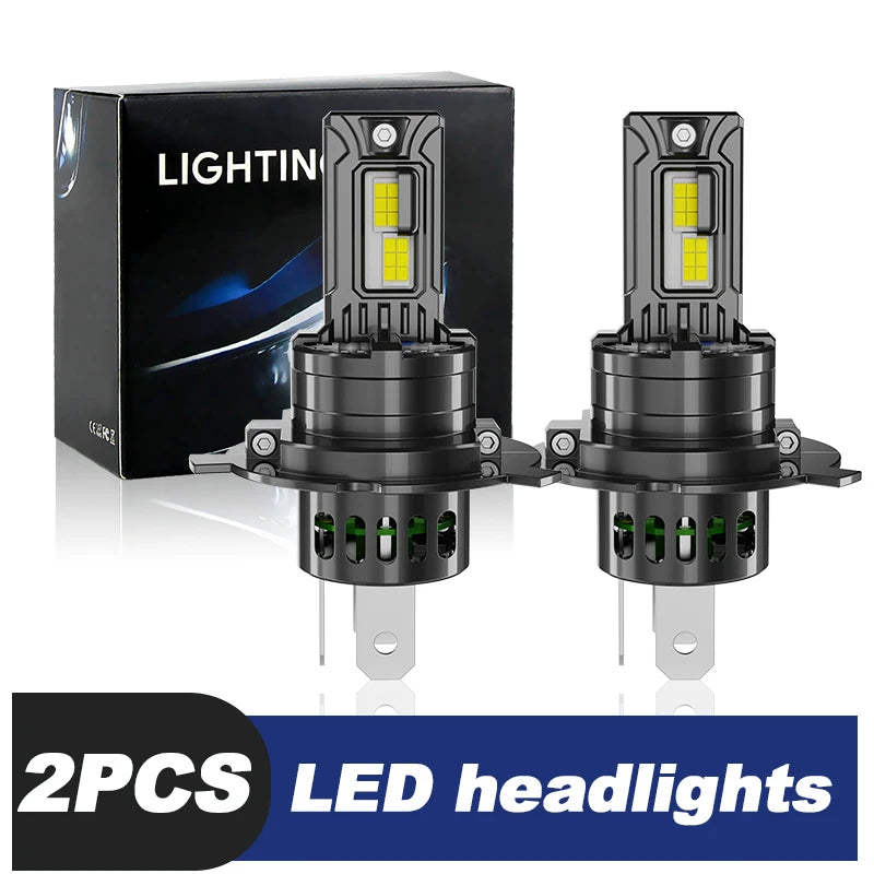 H4 LED Autós Fényszóró Izzók – 9003 / HB2, 30000LM, Canbus, Erős Fényű, 12V, 6000K – Táv és Tompított Fény egyben